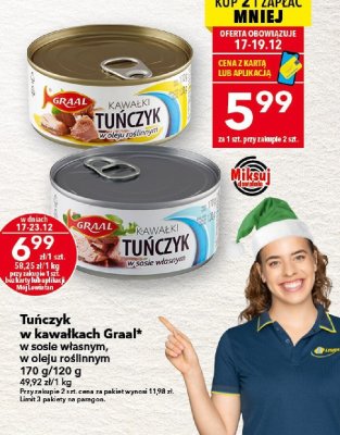 Tuńczyk w kawałkach Graal w oleju roślinnym 170 g/120 g promocja w LEWIATAN