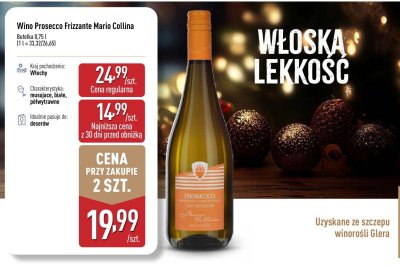 Wino Prosecco Frizzante Mario Collina promocja w Aldi