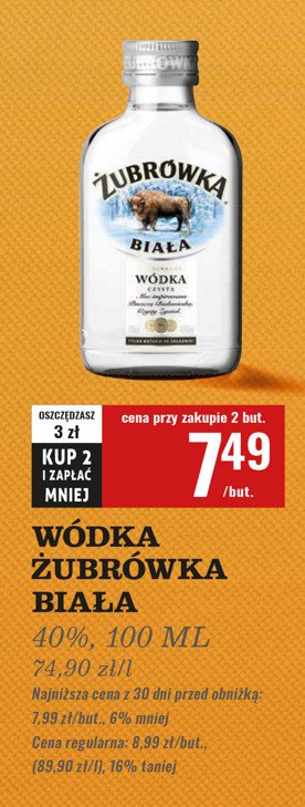 Wódka Żubrówka biała promocja w Biedronka