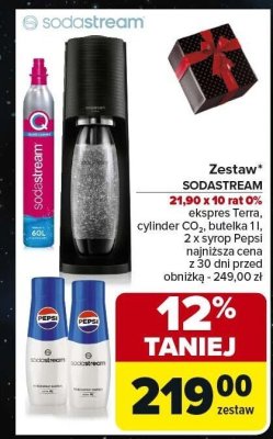Zestaw saturator, cylinder CO2, butelka 1 l + 2x Pepsi Sodastream promocja w Carrefour