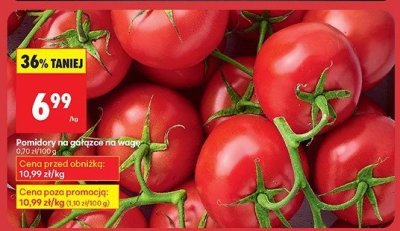 Pomidory na gałązce na wagę promocja w Biedronka