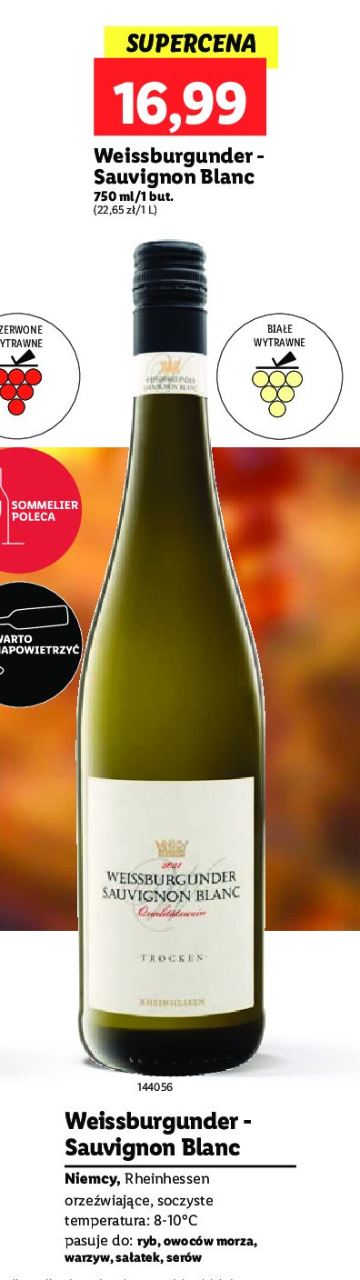 Wino sauvignon blanc Weisserburgunder promocja w Lidl