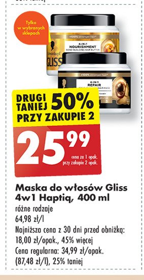 Maska do włosów Gliss kur total repair promocja