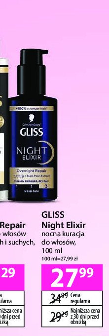 Kuracja do włosów ultimate repair Gliss kur night elixir promocja