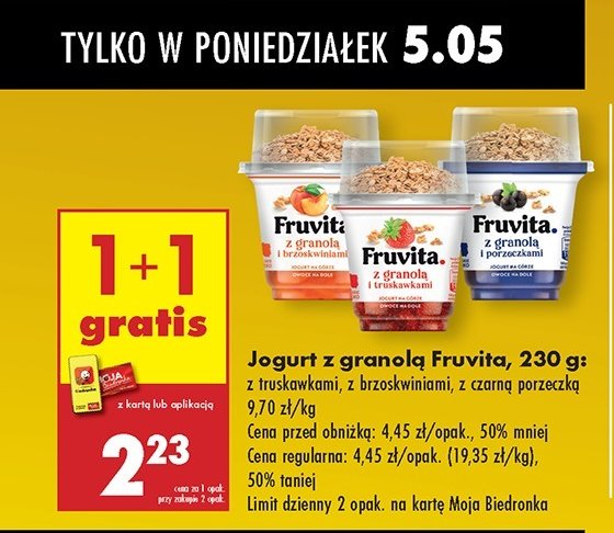 Jogurt brzoskwiniowy z granol膮 Fruvita promocja