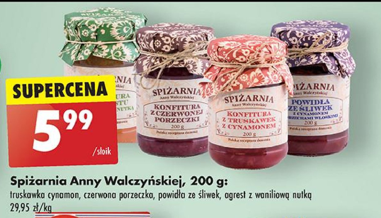 Konfitura z czerwonej porzeczki Spiżarnia anny walczyńskiej promocja w Biedronka