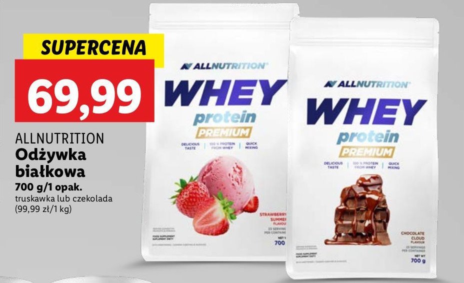 Koncentrat białek o smaku truskawkowym ALLNUTRITION WHEY PROTEIN promocja w Lidl