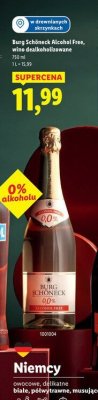 Wino musujące dealakoholizowane Burg Schöneck promocja w Lidl