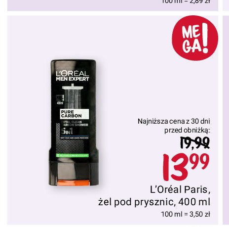 Żel pod prysznic total clean L'OREAL MEN EXPERT PURE CARBON promocja