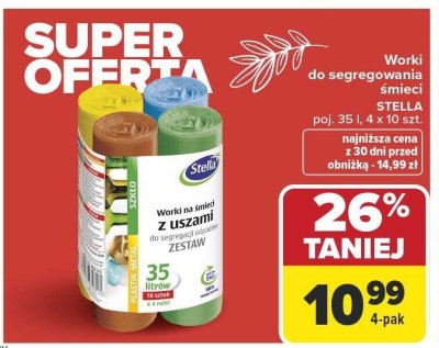 Worki do segregowania śmieci STELLA poj. 35 l, 4x10 szt. promocja w Carrefour