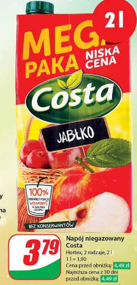 Napój jabłko Costa promocja w Dino