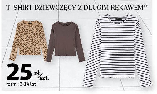 T-shirt dziewczęcy z długim rekawem Auchan inextenso promocja