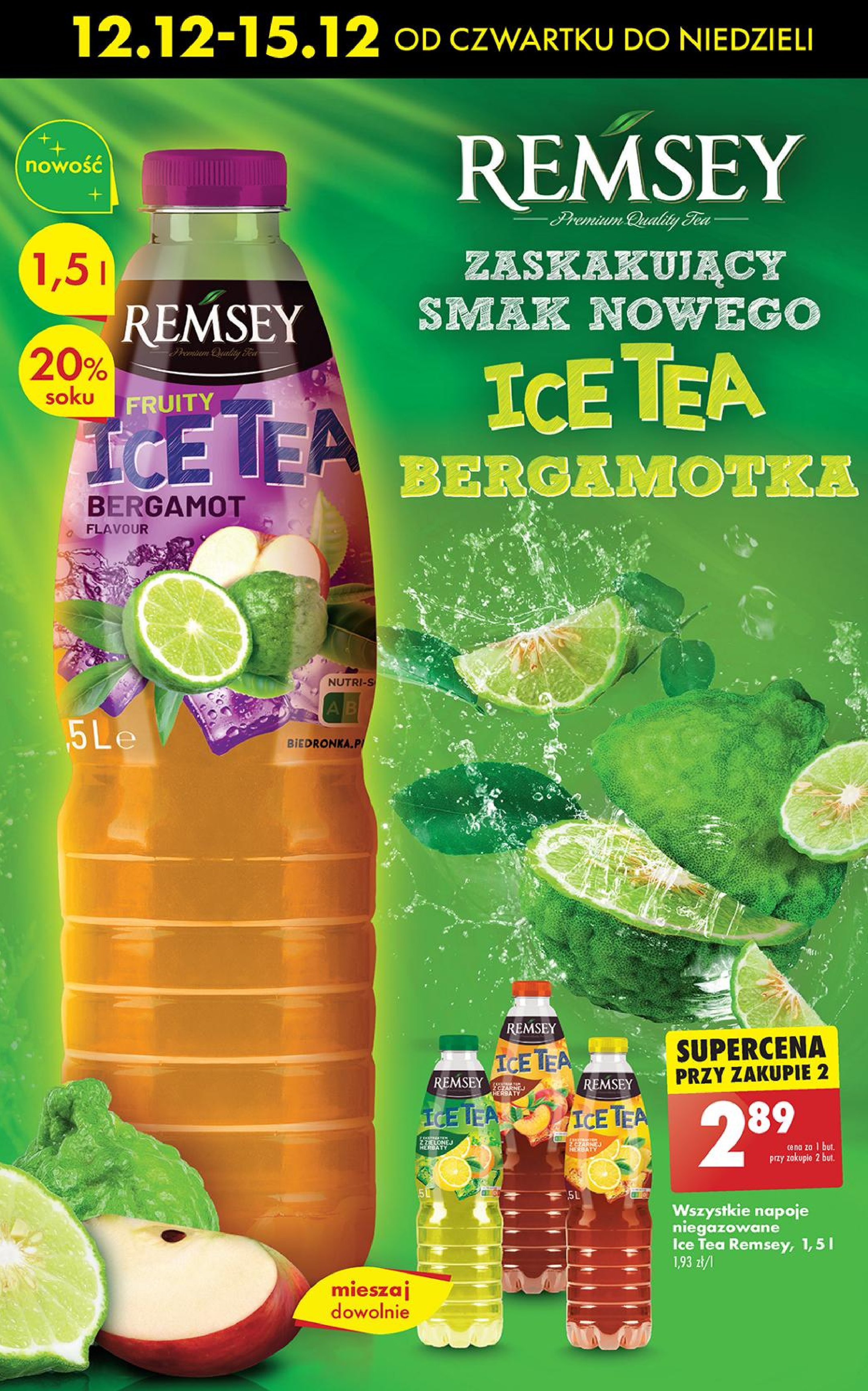 Napój z ekstraktem z czarnej herbaty brzoskwiniowy Remesy ice tea promocja