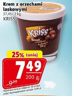 Krem z orzechami laskowymi KRISS promocja w Prim Market