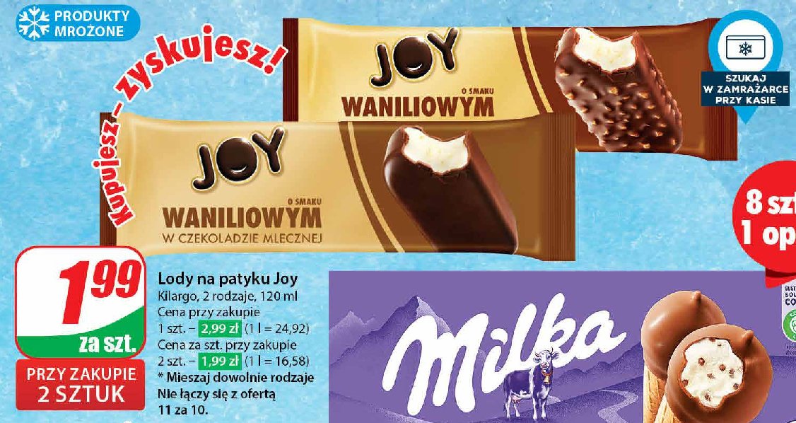 Lody waniliowe w czekoladzie mlecznej Augusto joy promocja