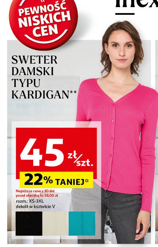 Kardigan damski xs-3xl Auchan inextenso promocja