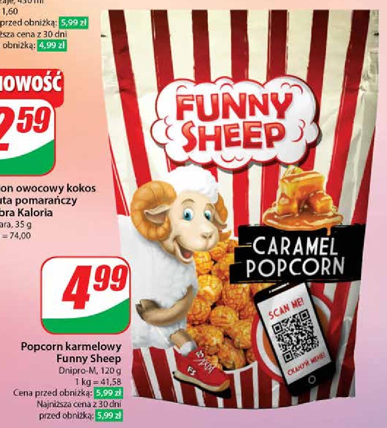 Popcorn karmelowy Funny sheep promocja