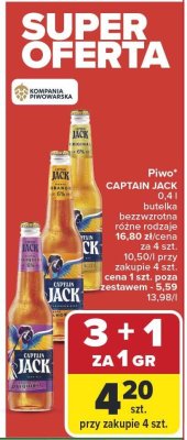 Piwo CAPTAIN JACK 0,4l butelka bezwzwrotna różne rodzaje promocja w Carrefour