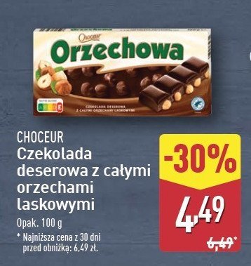 Czekolada deserowa z całymi orzechami laskowymi Choceur promocja w Aldi