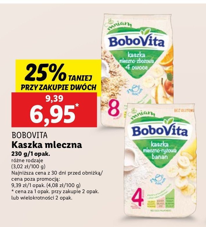 Kaszka mleczno-zbożowa 4 owoce Bobovita promocja