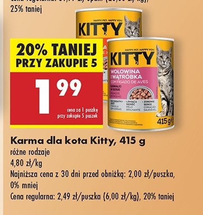 Karma dla kota z kurczakiem i cielęciną Kitty promocja w Biedronka