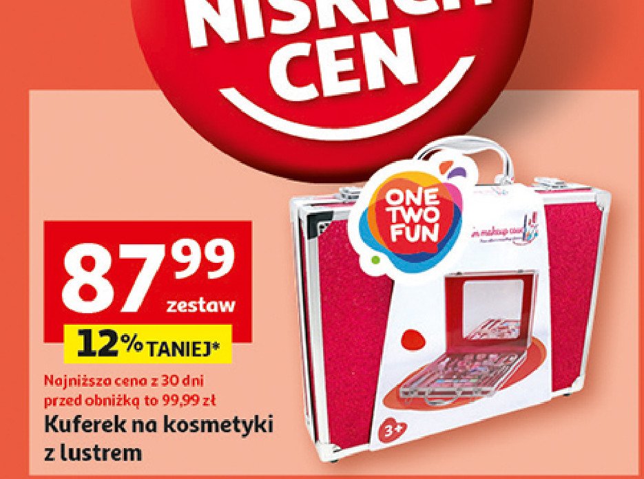 Kuferek na kosmetyki z lusterkiem One two fun promocja w Auchan