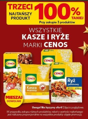 Kasze i ryże marki CENOS wszystkie TRZECI NAJTAŃSZY PRODUKT 100% TANIEJ promocja w Kaufland