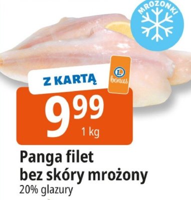 Panga filet bez skóry mrożony 20% glazury promocja w Leclerc