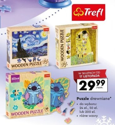 Puzzle drewniane 24, 50 lub 200 el., różne wzory promocja w Biedronka