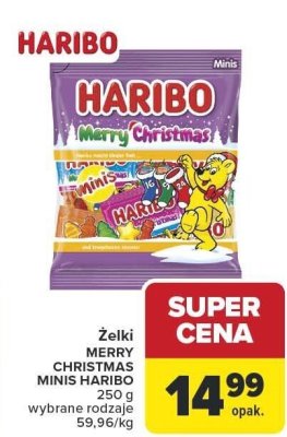 Żelki MERRY CHRISTMAS MINIS HARIBO 250 g, wybrane rodzaje promocja w Carrefour