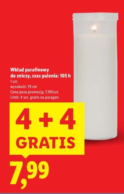 Wkład parafinowy do zniczy, czas palenia: 105 h, wysokość: 19 cm promocja w Lidl