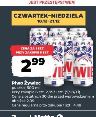 Piwo Żywiec, 500 ml promocja w Netto