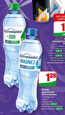 Woda gazowana Ustronianka +MAGNEZ promocja w Dino