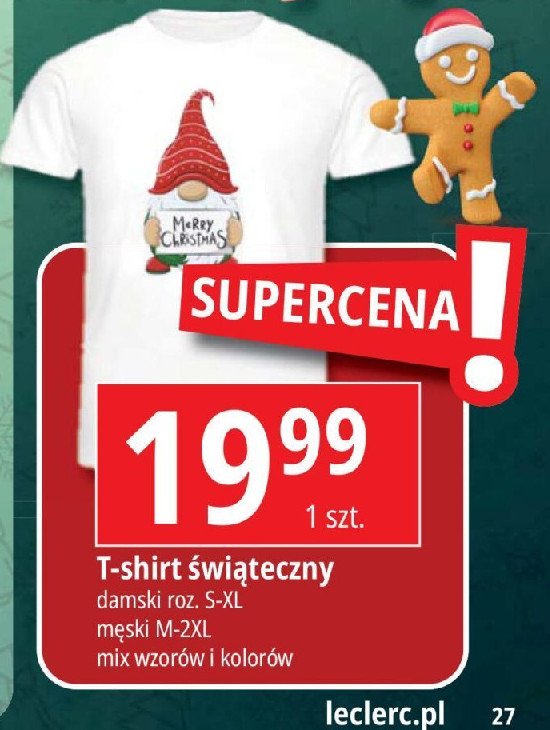 T-shirt świąteczny damski promocja w Leclerc