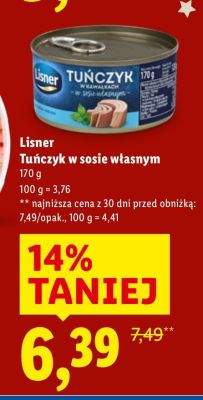 Tuńczyk w sosie własnym promocja w Lidl