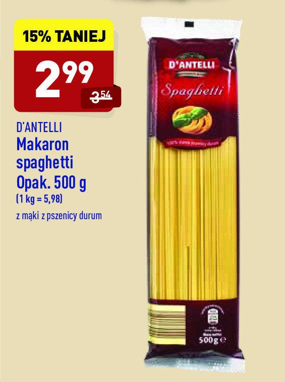 Makaron włoski spaghetti D'antelli promocja