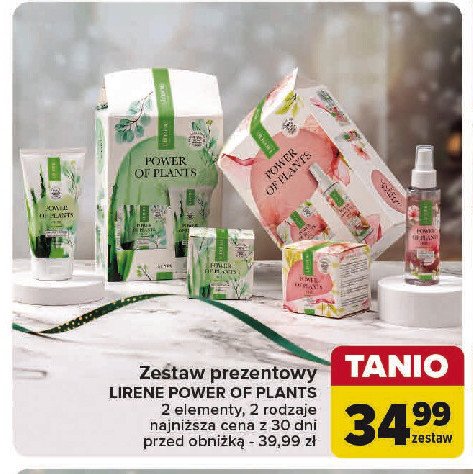 Zestaw w pudełku róża: hydrolat 100 ml + krem do twarzy 50 ml Lirene power of plants promocja w Carrefour