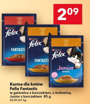 Karma dla kotów Felix Fantastic w galaretce z wołowiną promocja w LEWIATAN