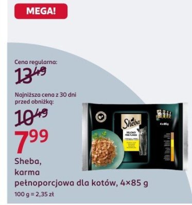 Karma pełnoporcjowa dla kotów Sheba, 4x85 g promocja w Rossmann