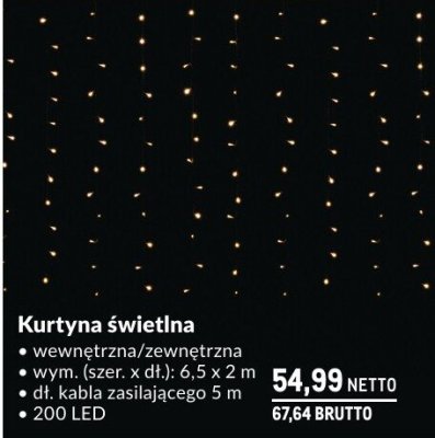 Kurtyna świetlna LED wewnętrzna/zewnętrzna 6,5 x 2 m, 200 LED promocja w Makro