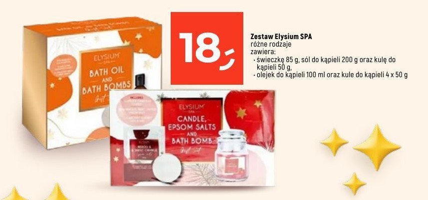 Zestaw prezentowy w pudełku: olejk do kąpieli 100 ml + 4 x kula do kąpieli 50 g Elysium spa promocja w Dealz