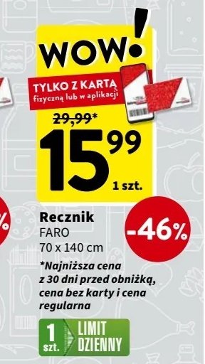 Ręczniki 70 x 140 cm Faro promocja w Intermarche