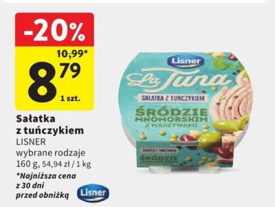 Sałatka z tuńczykiem wybrane rodzaje Lisner promocja w Intermarche