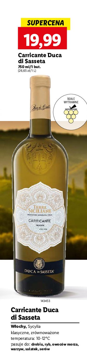 Wino Terre siciliane carricante promocja w Lidl