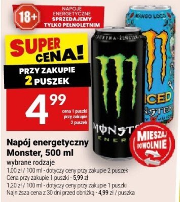 Napój energetyczny Monster, wybrane rodzaje promocja w Twój Market