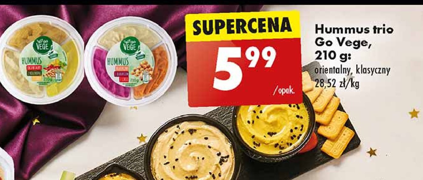 Hummus trio klasyczny Govege promocja w Biedronka