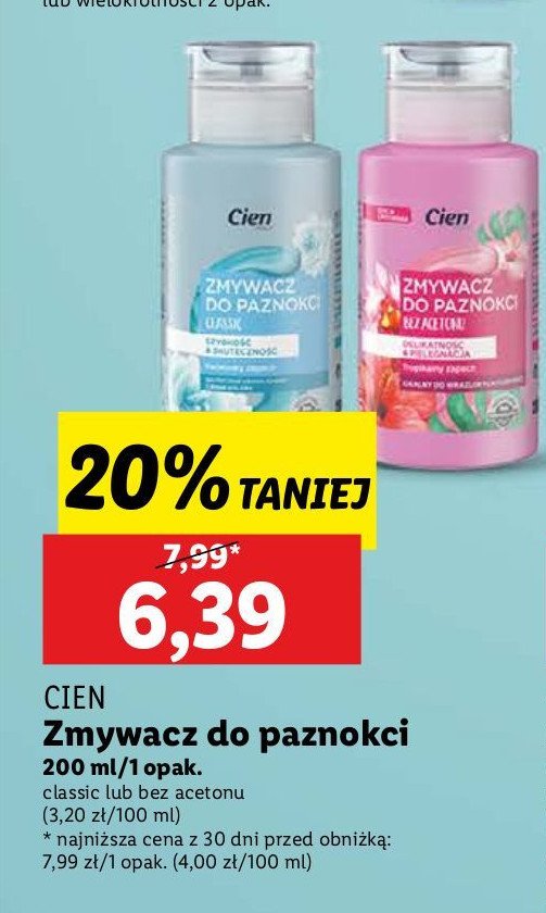 Zmywacz do paznokci classic Cien promocja