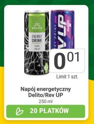 Napój energetyczny Delito/Rev UP 250 ml promocja w Stokrotka