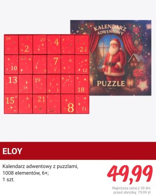 Kalendarz adwentowy z puzzlami ELOY 1008 elementów promocja w Rossmann