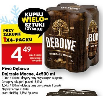 Piwo Debowe Dojrzałe Mocne, 4x500 ml promocja w Twój Market